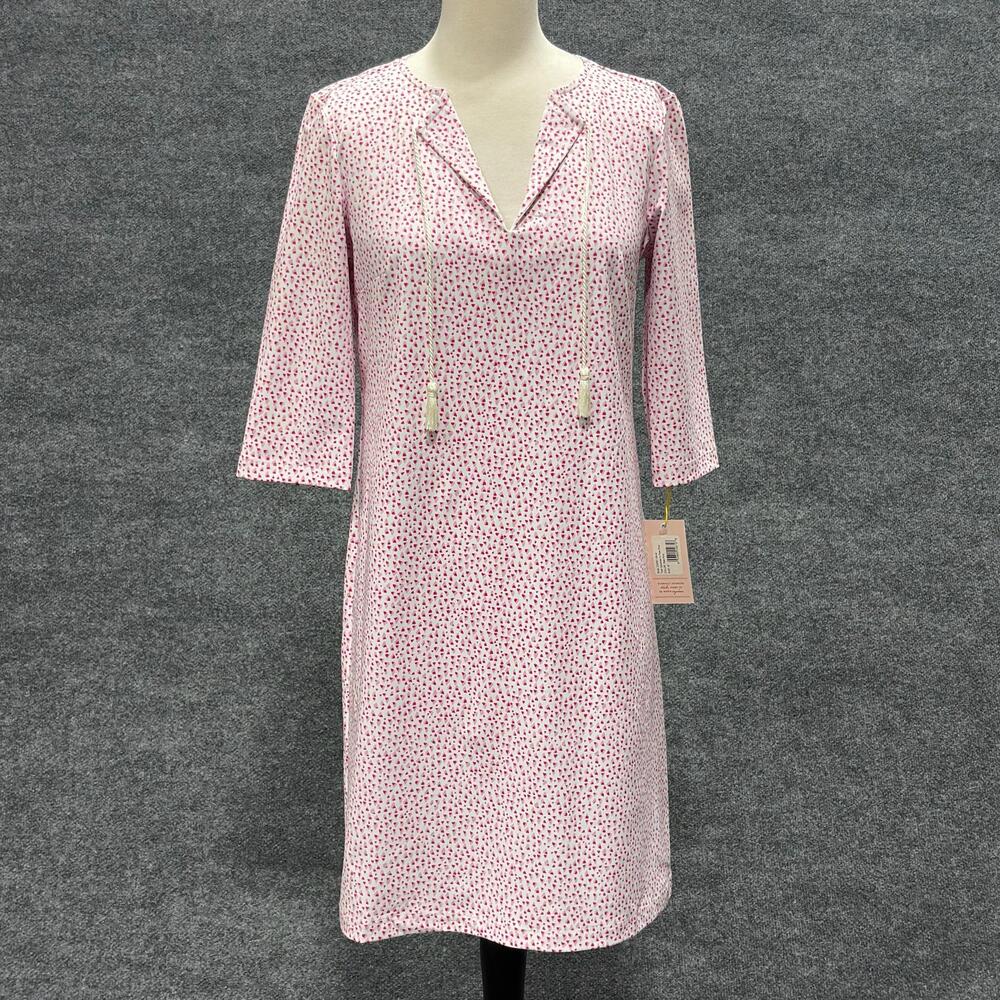 Persifor Dress Womens Medium Pale Pink Tyler Speckled Tassel V Neck Shift Jersey